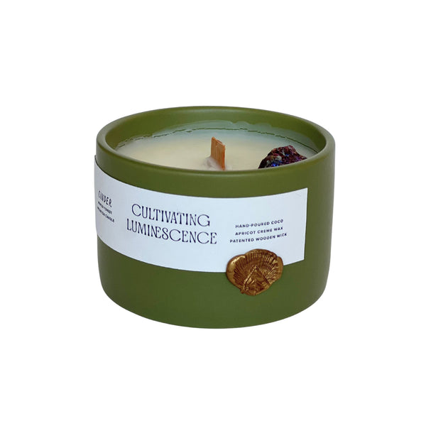 Cinder Candle with Crystals by Cultivating Luminescence