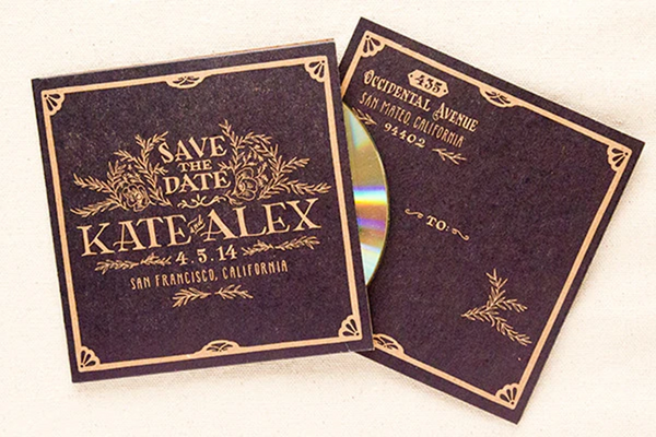 Letterpress Mix CD Sleeve Save the Dates