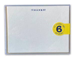 Thanks Boxed Set of 6 Letterpress Cards