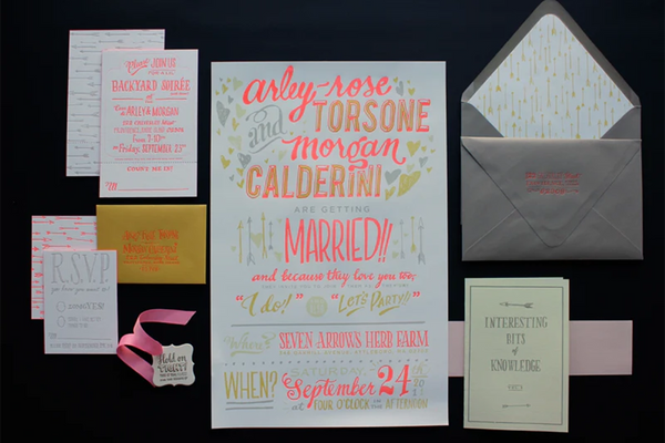 Arley and Morgan's Neon Poster Invitation