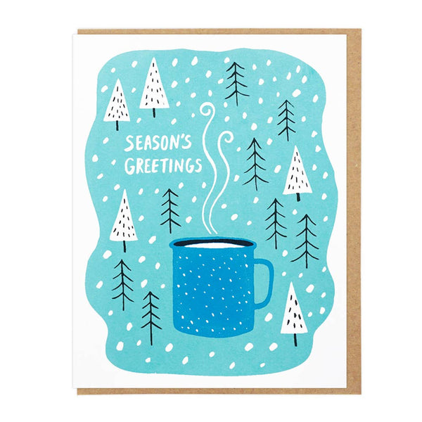 Season's Greetings Enamel Cup by Lucky Horse Press