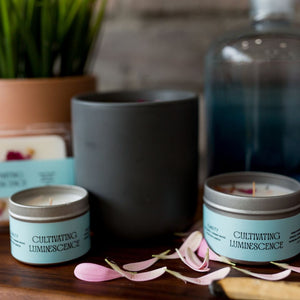 4oz. Clarity Candle with Rose Quartz by Cultivating Luminescence