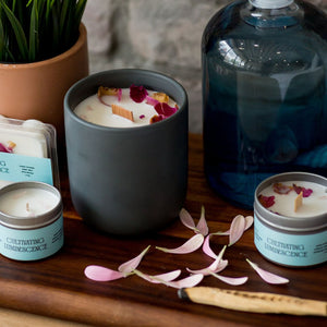 2oz. Clarity Candle with Rose Quartz by Cultivating Luminescence