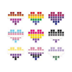 Non-binary Pride Pixel Hearts LGBTQIA+