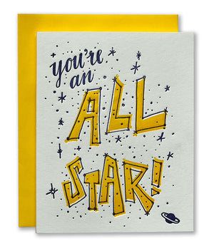 You're An All Star! Letterpress Card