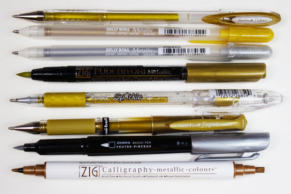 Zebra Brush Pen, Shimmering Metallic Ink, Medium Point