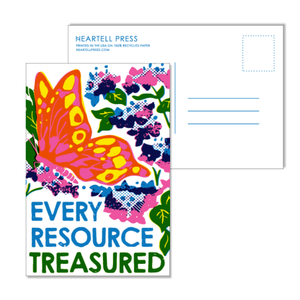 Every Resource Treasured Risograph Social Change Postcard by Heartell Press