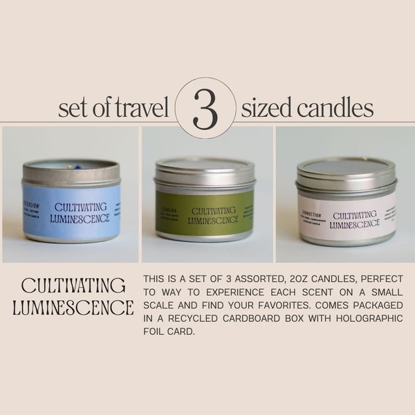 Set of 3 Travel Sized Candles by Cultivating Luminescence