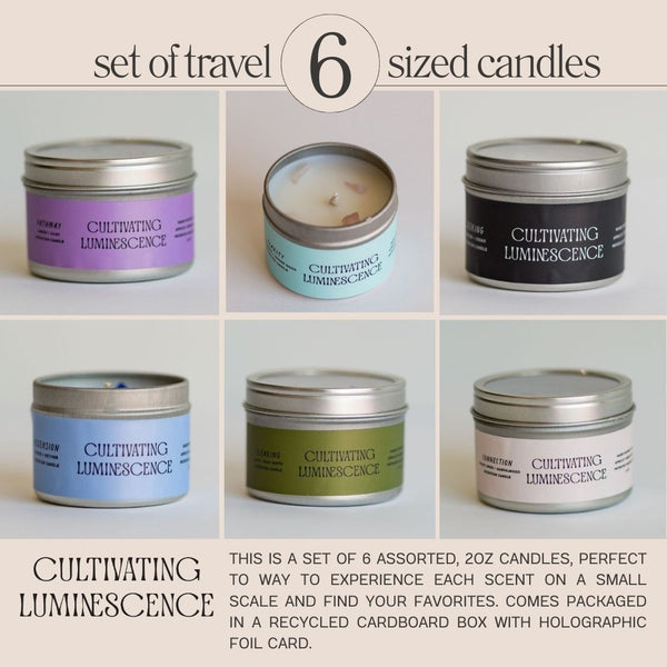 Set of 6 Travel Sized Candles by Cultivating Luminescence