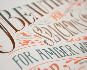 "America The Beautiful" Poem by Katharine Lee Bates, Hand-Lettered Risograph Print