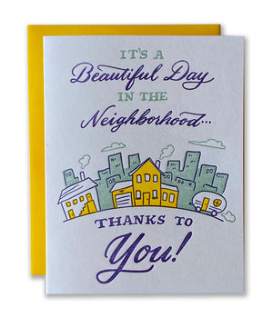 Beautiful Day in the Neighborhood Thank You Letterpress Card