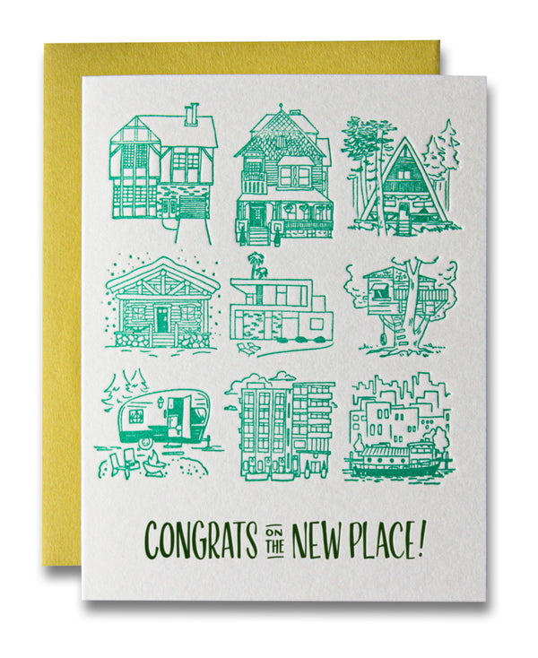 Congrats on the New Place / New Home + Moving Letterpress Greeting Car ...