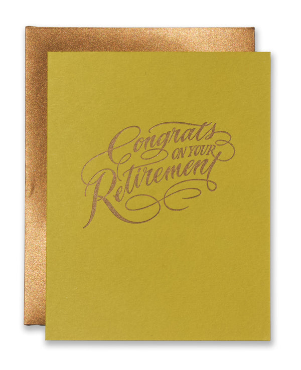 Congrats On Your Retirement Script Letterpress Card