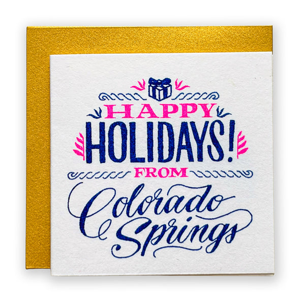 "Happy Holidays" Custom Risograph Holiday Tiny Card