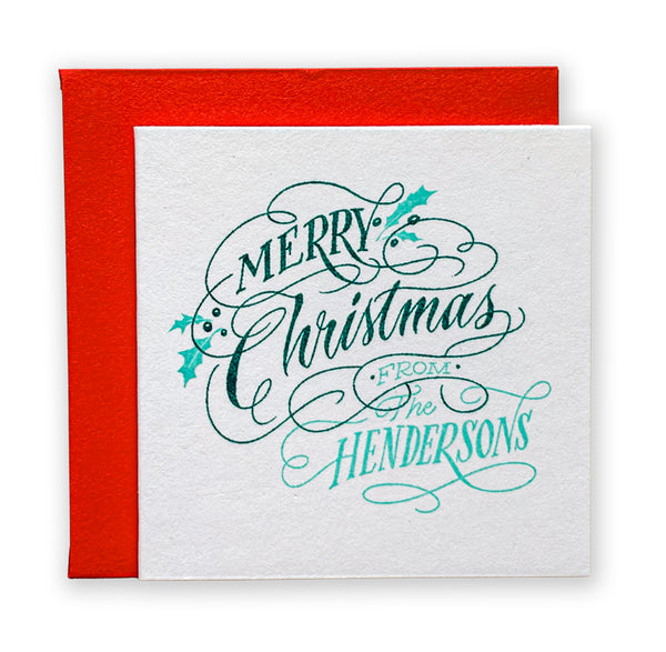 "Merry Christmas" Custom Risograph Holiday Tiny Card