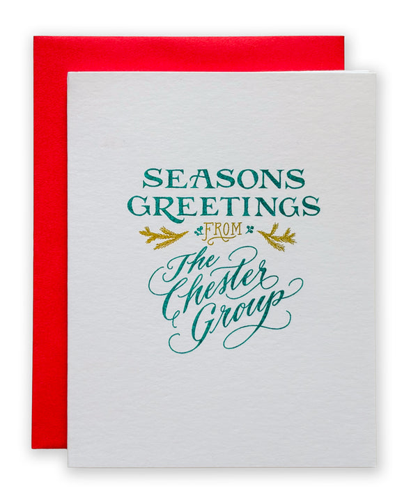 "Seasons Greetings" Custom Risograph Holiday Card