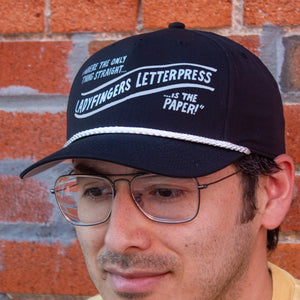 Ladyfingers Letterpress "Where the only thing straight is the paper" Golf Rope Cap
