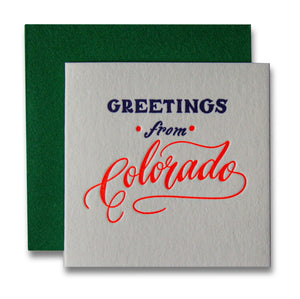 Greetings From Colorado Tiny Card / Letterpress Greeting Card