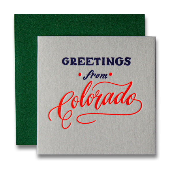 Greetings From Colorado Tiny Card / Letterpress Greeting Card