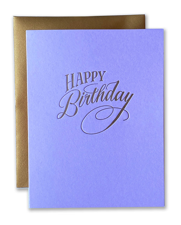 Happy Birthday Script Letterpress Card  / Hue Collection