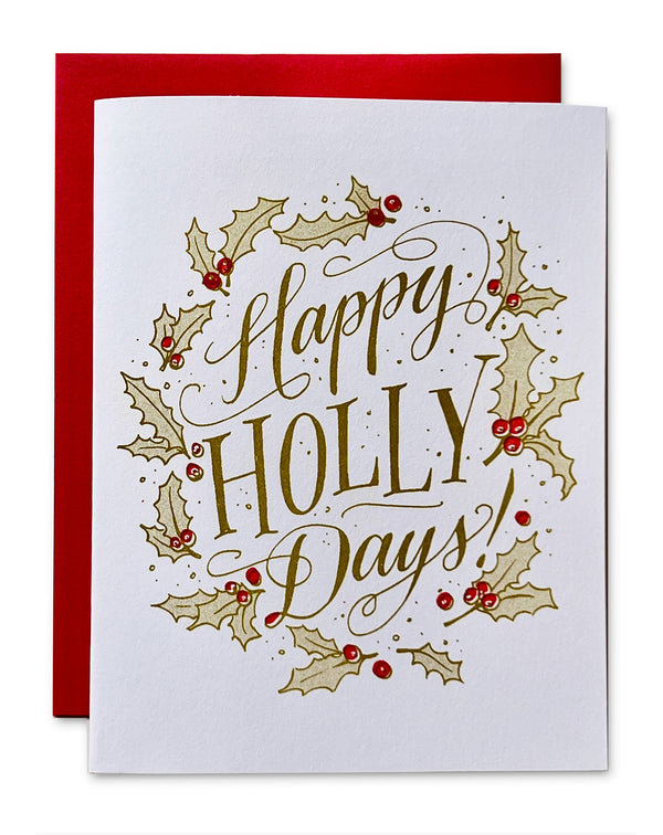 Happy Holly Days Risograph Holiday Card