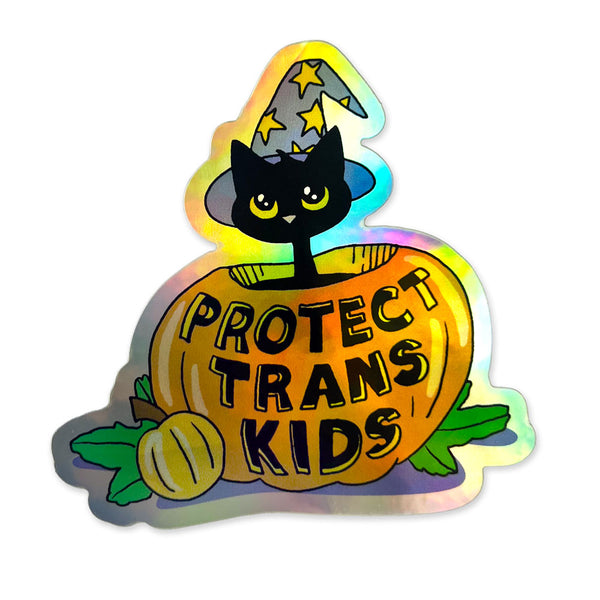 Protect Trans Kids Kitten Pumpkin Sticker