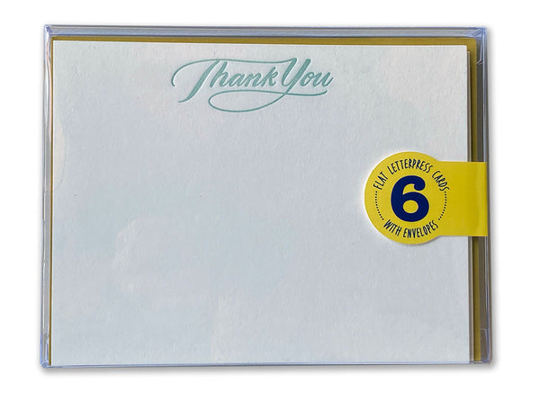 Script Cards Thank You Script Boxed Set of 6 Letterpress Cards - Ladyfingers Letterpress