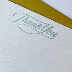 Thank You Script Boxed Set of 6 Letterpress Cards