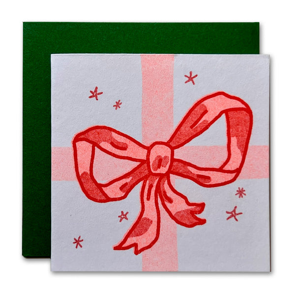 Present Bow Risograph Tiny Card