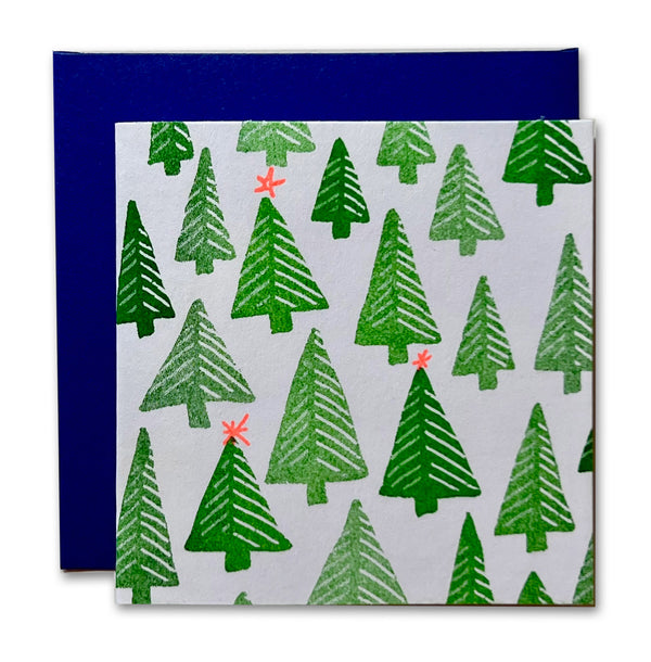 Holiday Trees Risograph Tiny Card