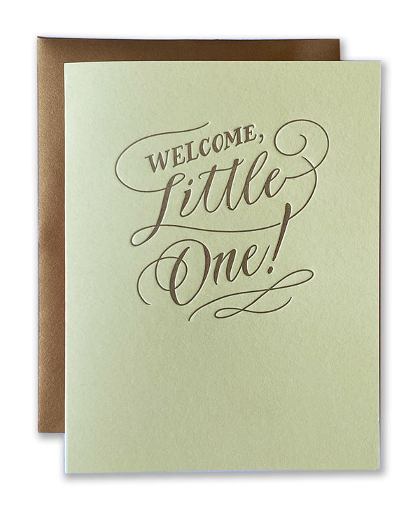 Welcome Little One Baby Letterpress Card  / Hue Collection