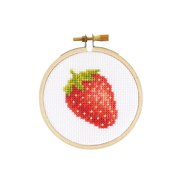 Strawberry DIY Mini Cross Stitch Kit by by The Stranded Stitch