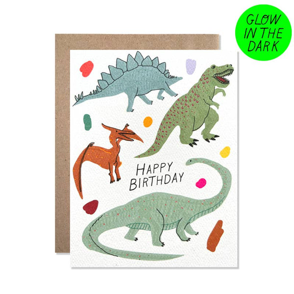 Happy Birthday GLOW IN THE DARK Dinosaurs by Hartland Brooklyn