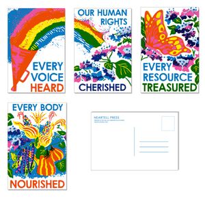 Ours to Protect Set of 4 Risograph Social Change Postcards by Heartell Press