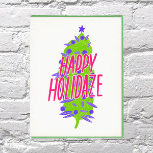 Happy Holidaze nug letterpress card by Bench Pressed