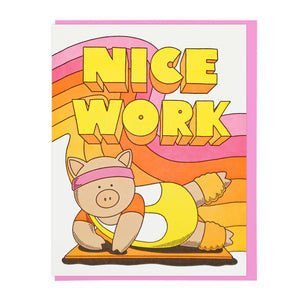 Nice Work Aerobics Pig Card by Lucky Horse Press