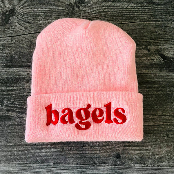 Bagels knit beanie Winter hat pink Made in America usa
