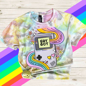 Gay Boy Tie Dye Rainbow Tshirt by Yeah Bunny