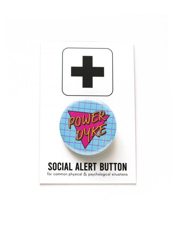 POWER DYKE queer LGBTQ+ pride pinback button by WORD FOR WORD Factory