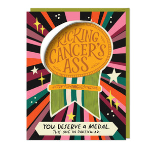 Kicking Cancer’s Ass Sticker Card by Em & Friends