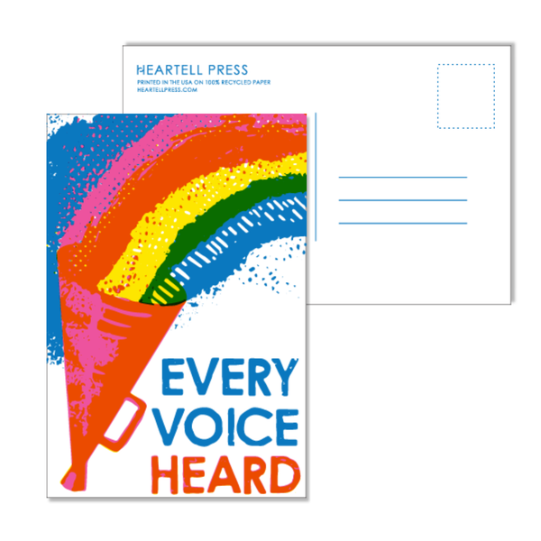 Every Voice Heard Risograph Social Change Postcard by Heartell Press
