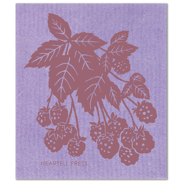 Screen Printed Purple Blackberries Sponge Cloth by Heartell Press
