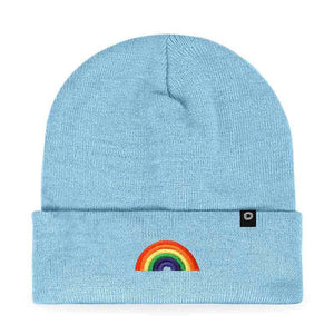 Embroidered Rainbow Beanie Cap Cuffed Knit Hat Women by Dalix
