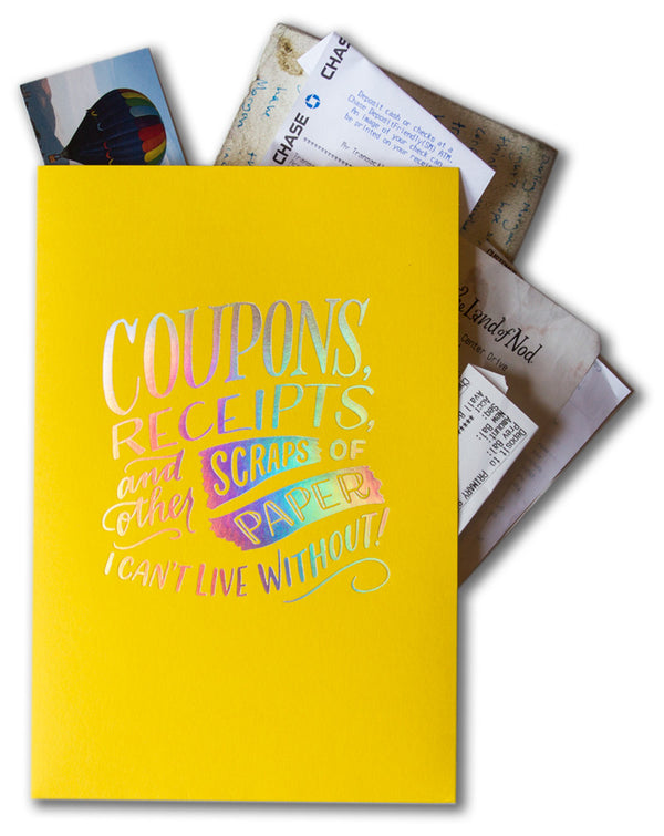 Mini Pocket Folder: "Coupons, Receipts, and Other Scraps of Paper I Can't Live Without"