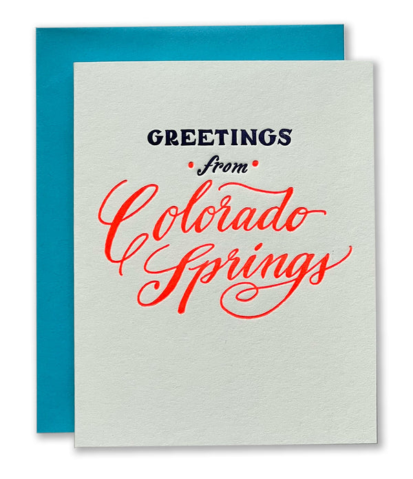 Greetings from Colorado Springs Letterpress Card