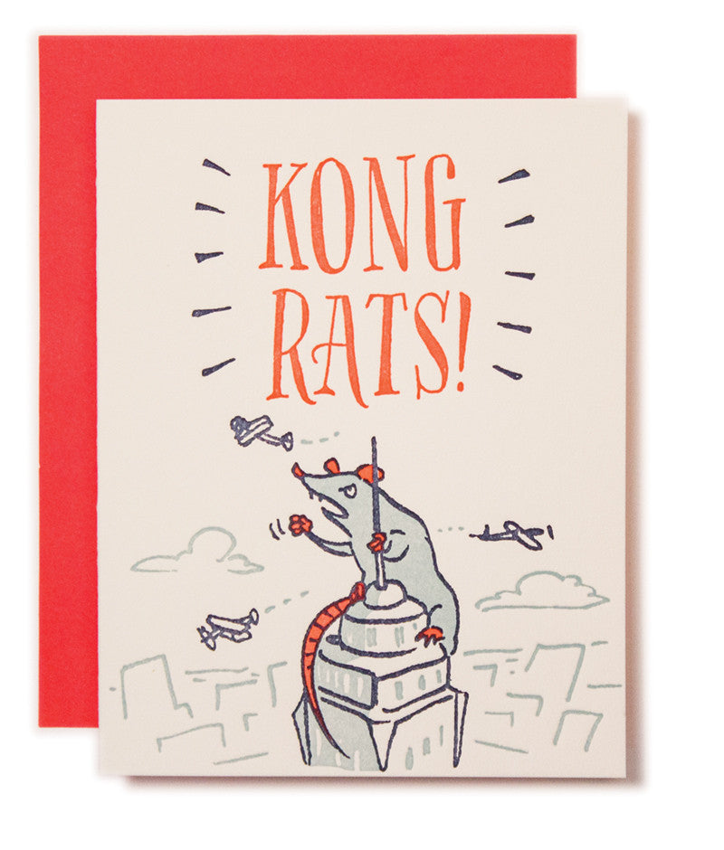 Kong Rats Card Ladyfingers Letterpress