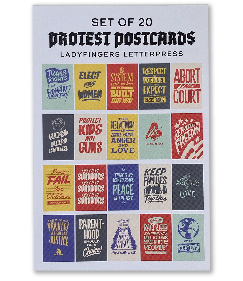 Set of 20 Protest Postcards (Set 1) - Ladyfingers Letterpress