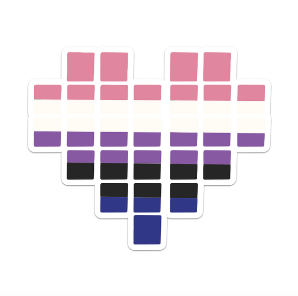 Gender Fluid Pride Pixel Hearts LGBTQIA+