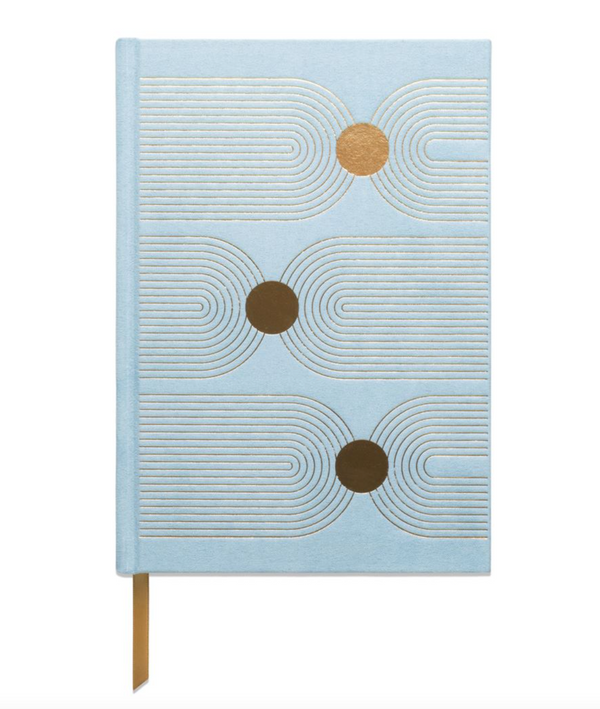 DOT BLUE - HARD COVER SUEDE CLOTH JOURNAL WITH POCKET