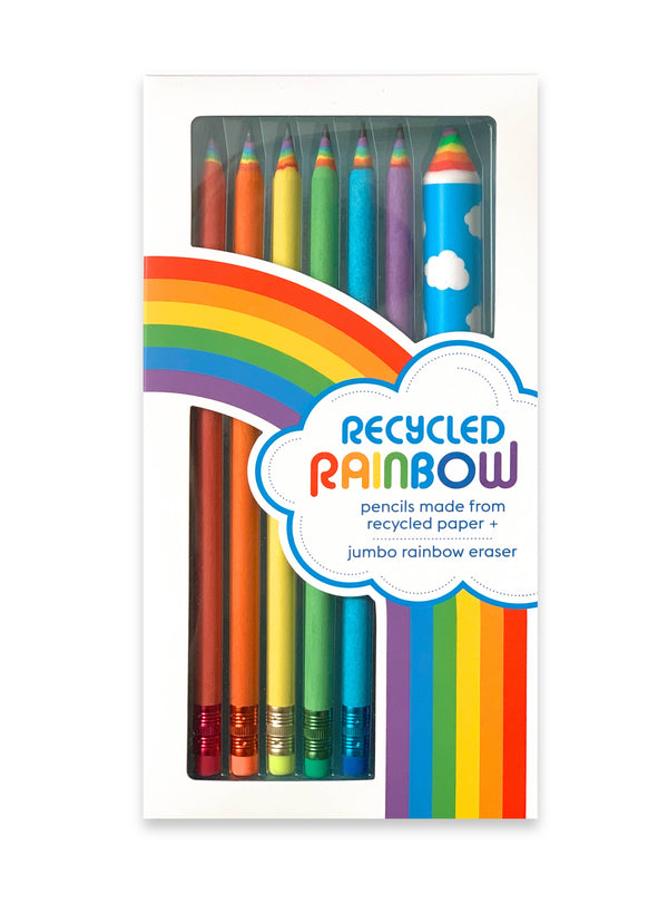 Recycled Rainbow Pencil & Eraser Set by Snifty